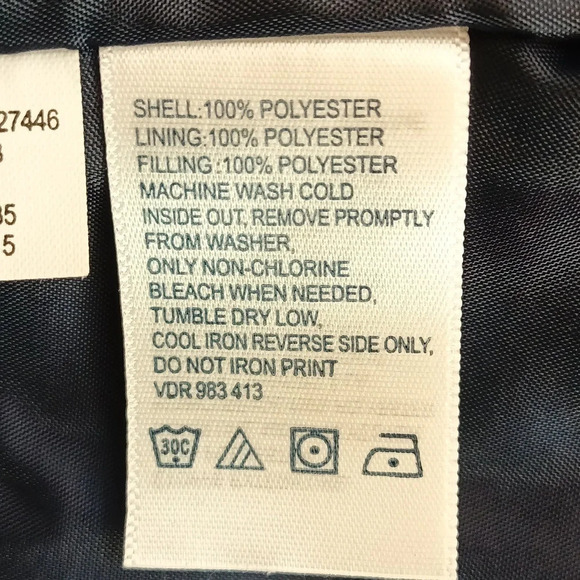 Nautica navy cream stripe thin puffer anchor detail buttons snap closure S - Picture 7 of 7